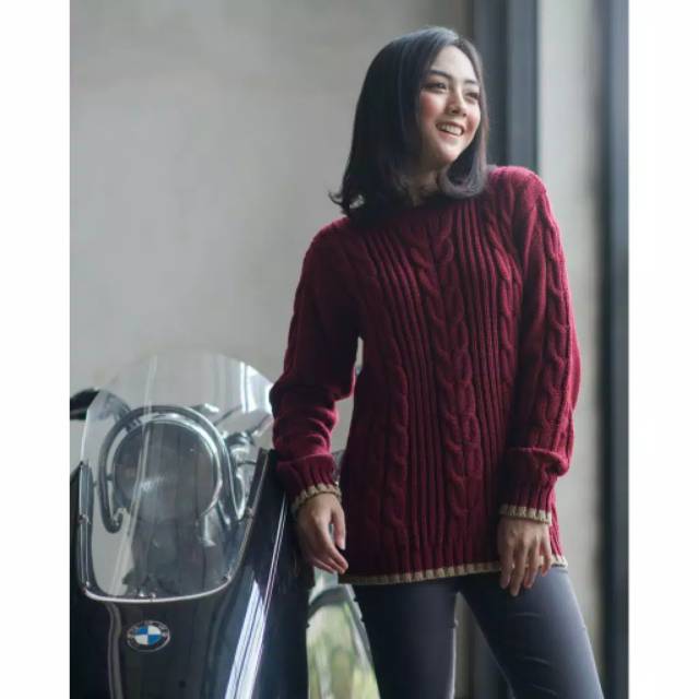 Sweater CABLE STRIP Pakaian Rajut Atasan Wanitac | Cardigan Rajut Tebal | Pakaian Wanita | Outerwear Wanita