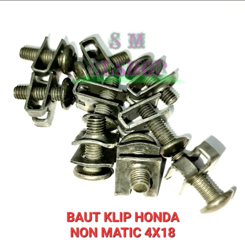 10 PCS BAUT KLIP MOTOR HONDA 4x18 BAUT KLIP HONDA BAUT KLIP COVER HONDA BAUT KLIP JEPIT HONDA BAUT BODY HONDA REVO SUPRA LEGENDA GRAND UKURAN M4x18