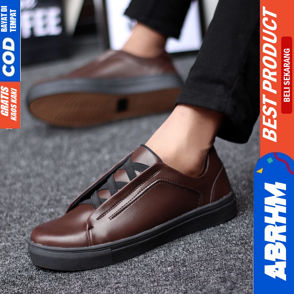 Abrhm Tajima - Sepatu Sneakers Casual Pria Kerja Santai Hitam