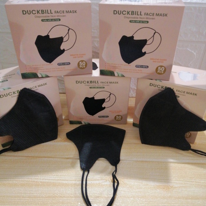 Masker Duckbill YnB Hitam isi 50pcs/box