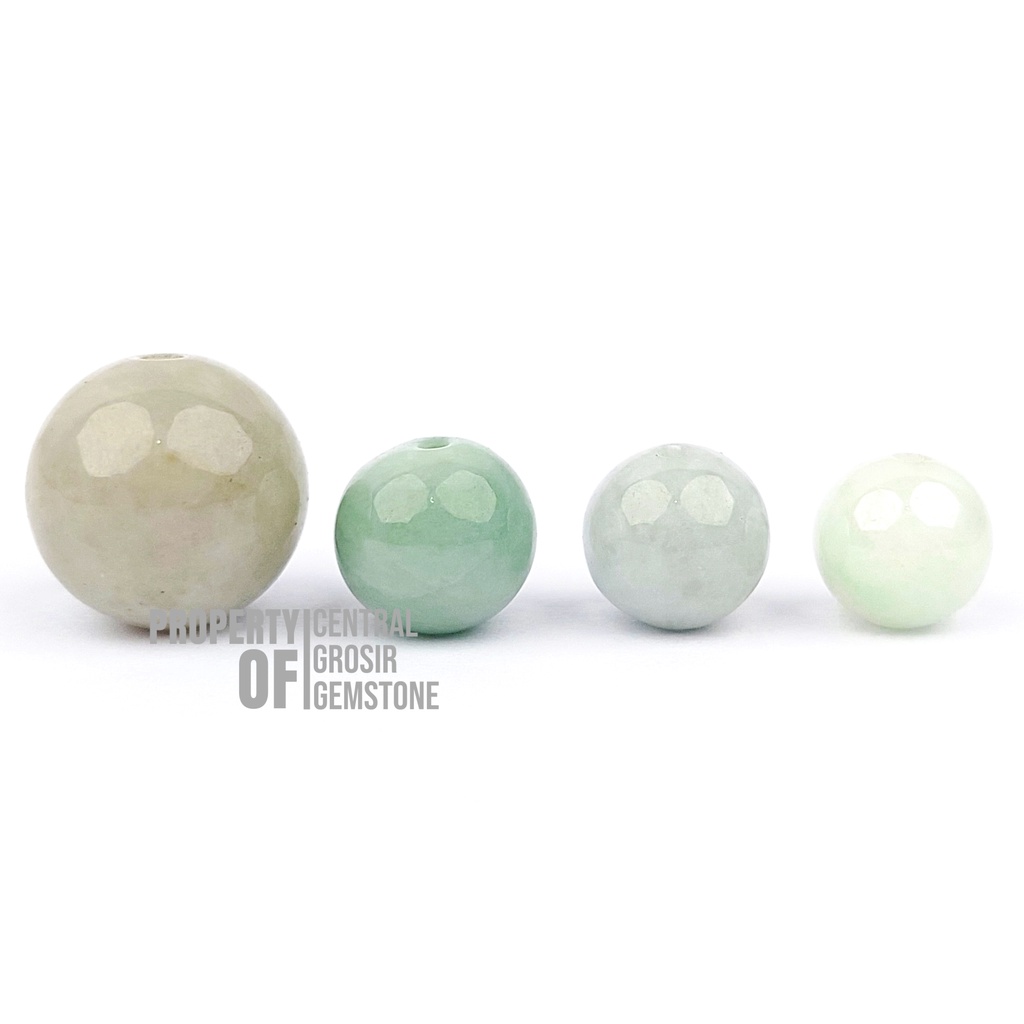 Gelang Kalung Butiran Batu Giok Burma Asli Natural Jadeite Jade Beads