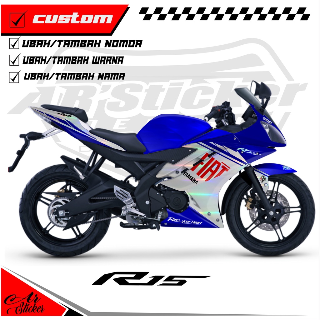 Decal Sticker Full Body Yamaha R15 V1&V2 Hologram Pelangi, Chrome - Decal stiker Motor R15 V1&V2 - D