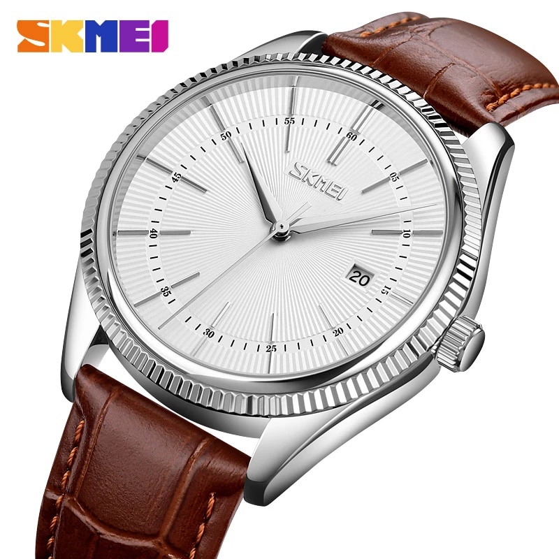 SKMEI 9298 Jam Tangan Pria Analog Model Classic Tali PU Leather WATCHKITE WKOS