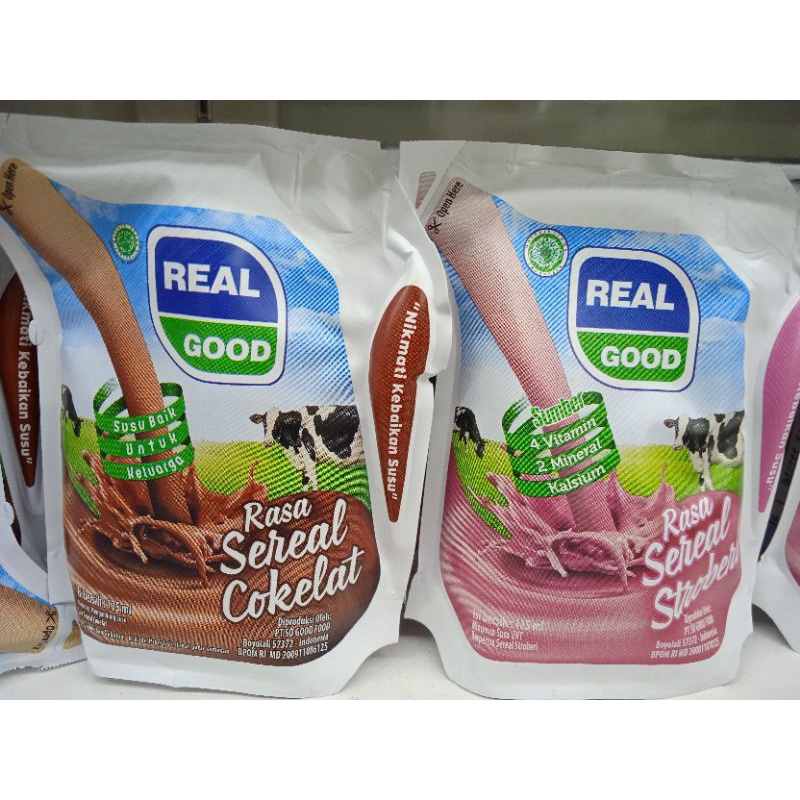 

Susu Real Good Rasa Sereal Cokelat dan Sereal Strawberry 125 Ml