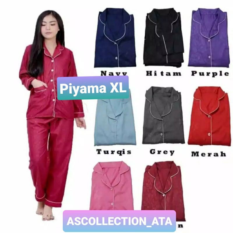 PIYAMA SATEN EMBOS PP XL / PIYAMA XL / PIYAMA DEWASA / PIYAMA MURAH / BAJU TIDUR / PIYAMA JUMBO