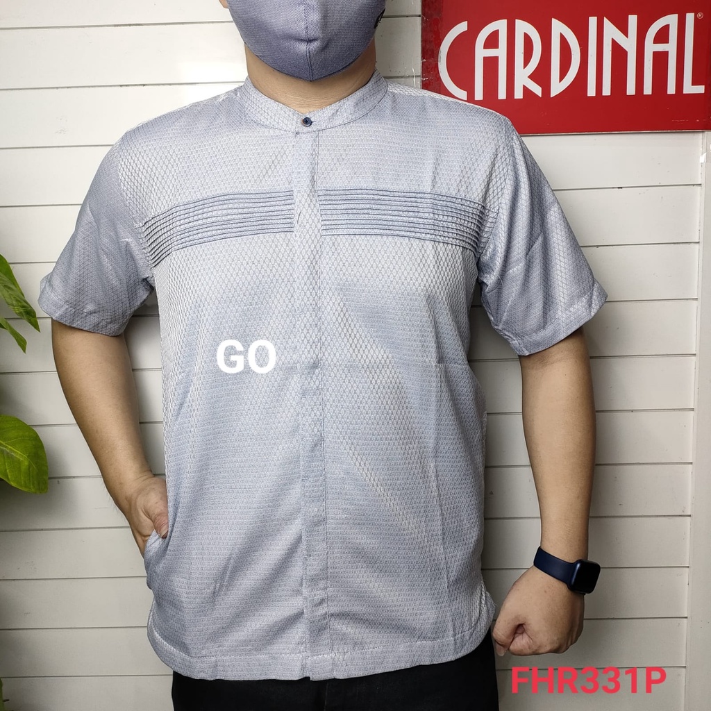 gof S-M CARDINAL KEMEJA KOKO Taqwa Pakaian Pria Original Baju Muslim Salur Lengan Pendek Kekinian