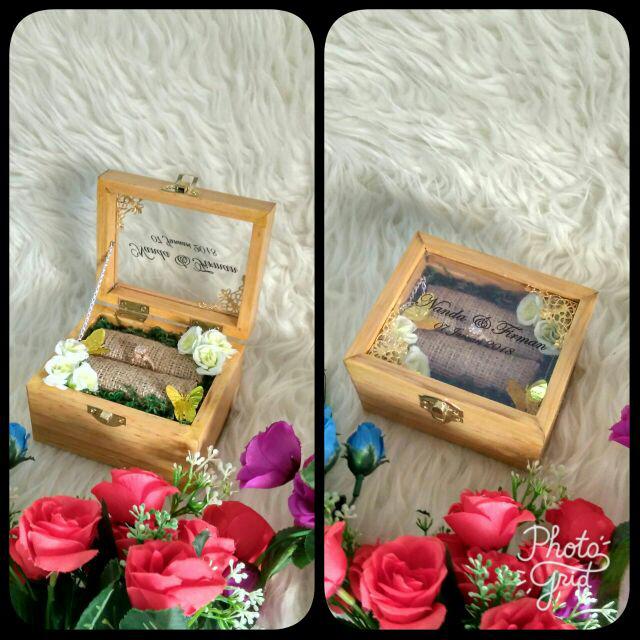 Kotak Cincin Kayu / Wooden Ring Box (tutup Akrilik)