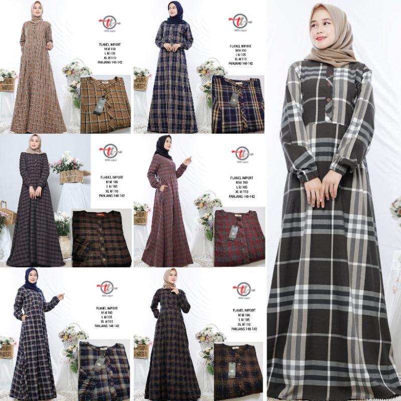 Gamis kotak2 flanel import