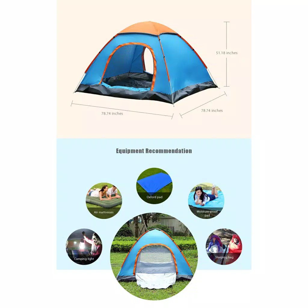 Tenda Camping Gunung - Tenda Dome Out Door Camping Camo 2-4 Orang Ukuran 200 x 200 cm