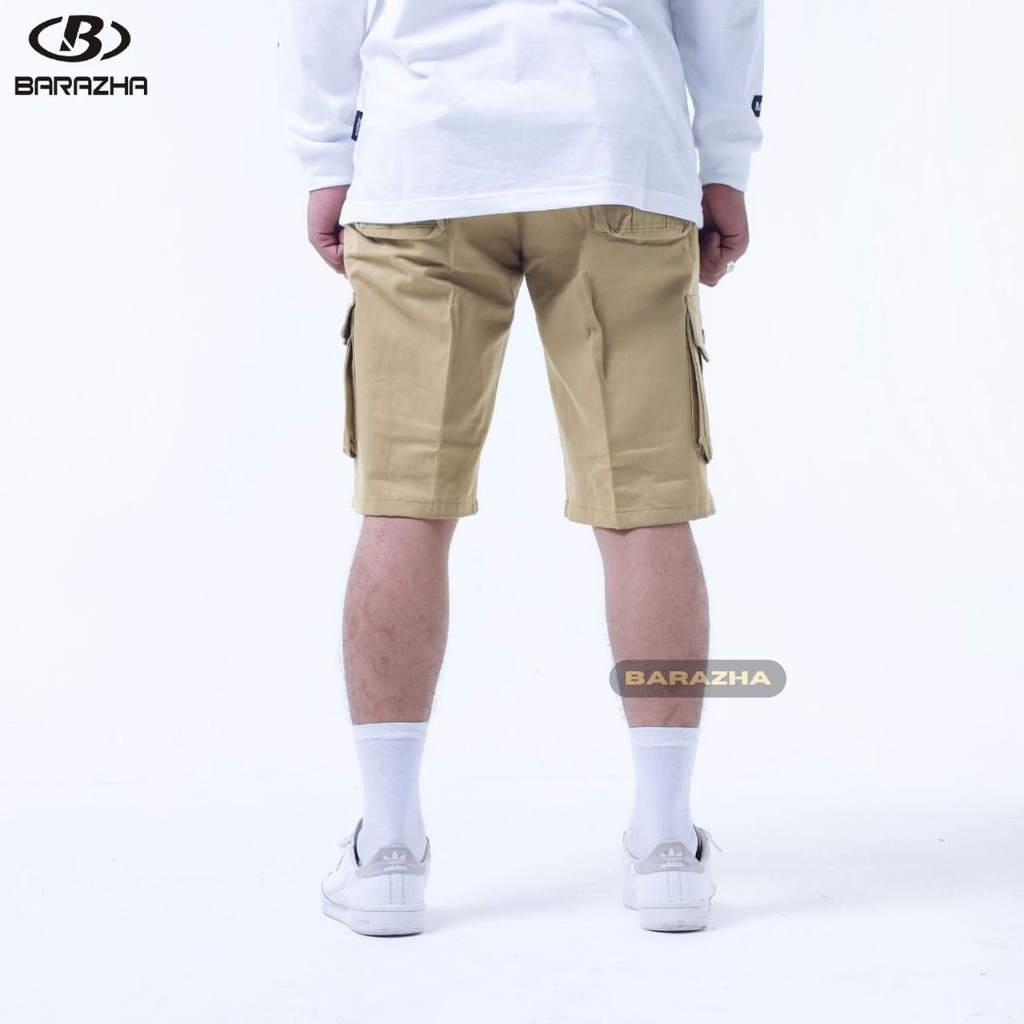 Barazha Celana Cargo Pendek Regular Bigsize Khaki-Mocca