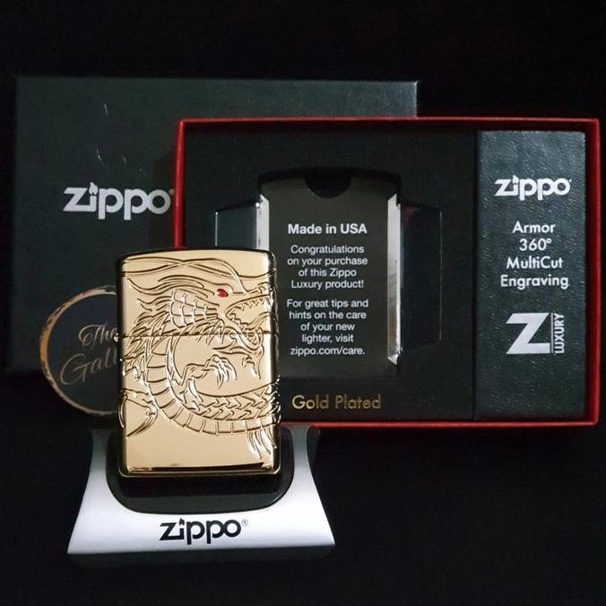 29265 CHINESE DRAGON ARMOR GOLD PLATED MULTICUT ORIGINAL ZIPPO
