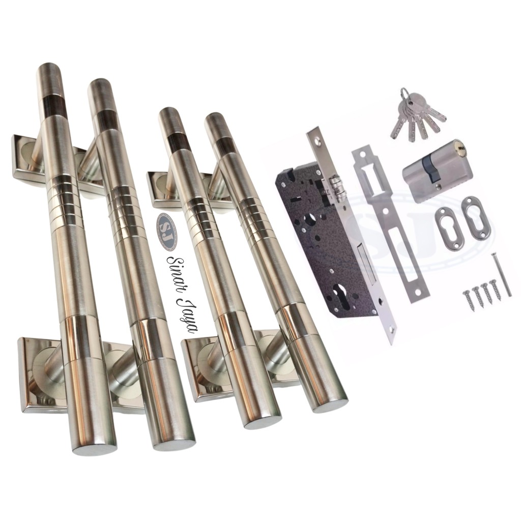 1 Satu set Handle Pintu 33 cm 45 cm kunci Tarikan Pintu rumah Gagang Pegangan Pintu minimalis terbar