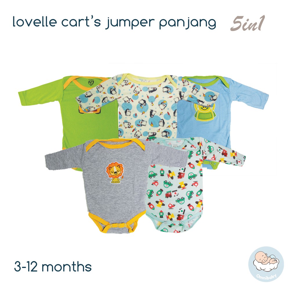 lovelle cart's jumper panjang bayi laki-laki/ bayi perempuan 5in1 (0-12 bulan) SNI!