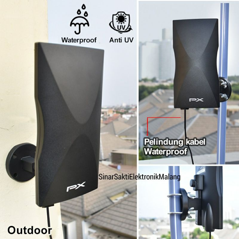 Antena TV PX DA 5900 B Indoor Outdoor Anten Digital Analog + Kabel 12M Antene Booster Malang Murah Promo