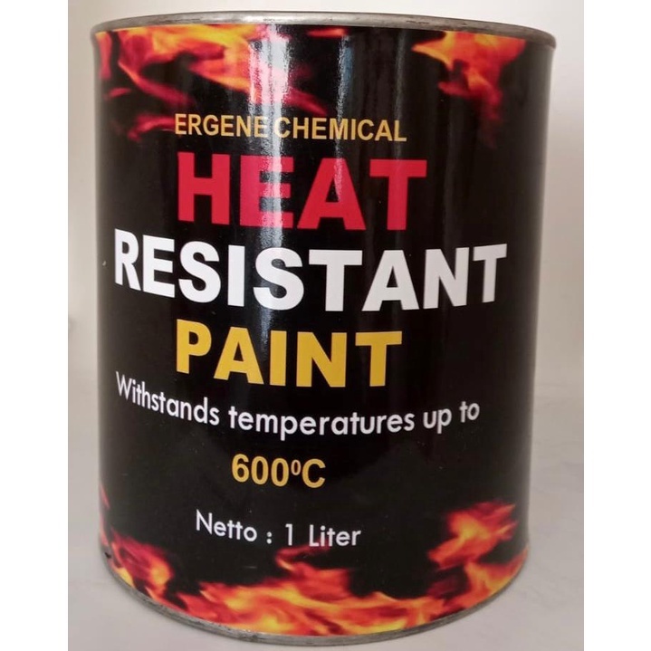Heat Resistant Paint 600-1Liter-Hi-Temp-Cat Tahan Panas 600 derajat celsius-hitam mengkilap-silver