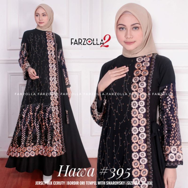 GUZHOP - (100% ORIGINAL) HAWA #395 BY FARZOLLA2 / GAMIS ABAYA HITAM LONGSET WANITA CERUTY