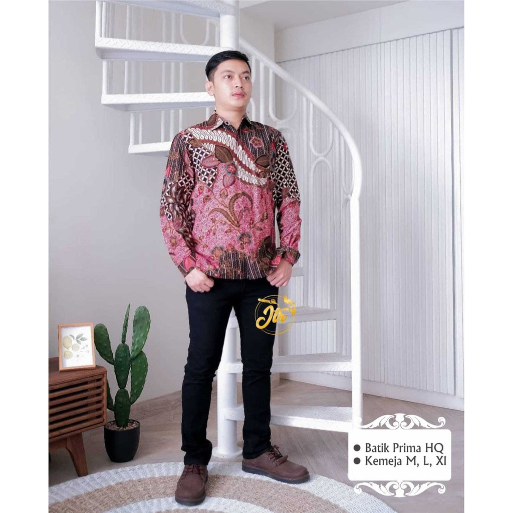 Kemeja Batik Hem Pria Atasan Formal Baju Kerja MTD Motif Unik Lengan Panjang Seragam Kuliah Kantor 1