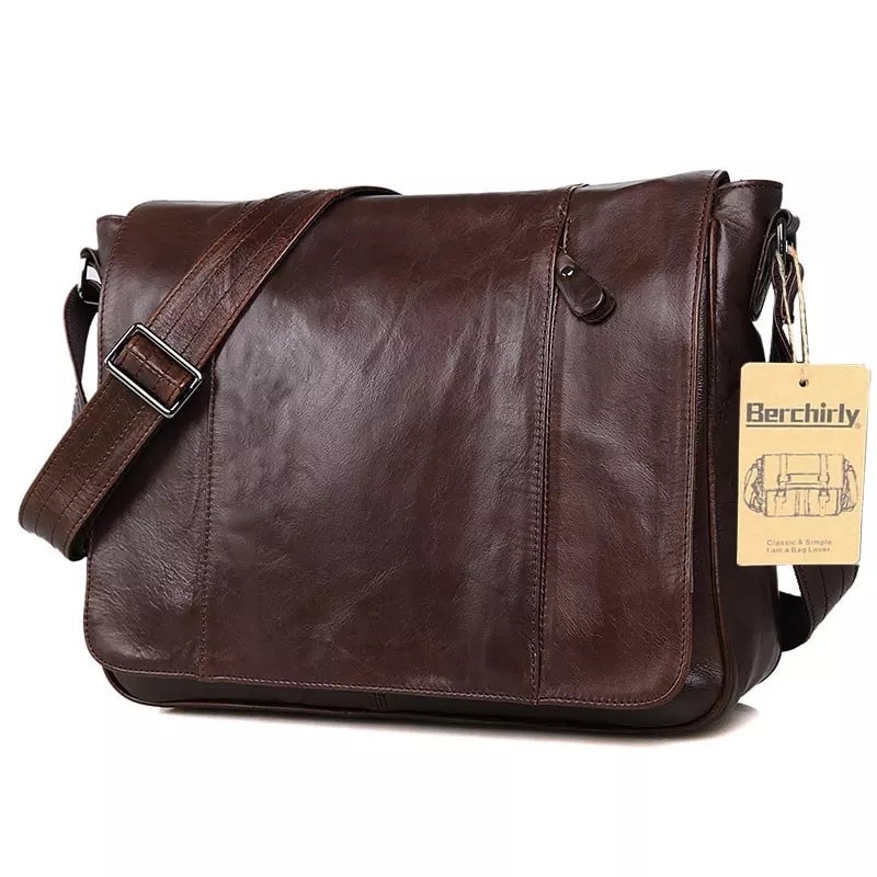 Newsbirds Tas Bahu Kulit Kasual Tas Sekolah Pria Laki-laki Tas Kurir A4 Tas Selempang Pria Kulit Asl