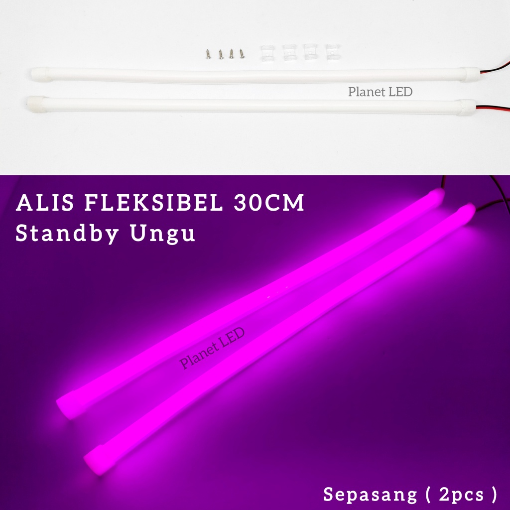 Grade A Lampu Alis Motor LED 30CM Fleksibel Tidak Bintik Standby Ungu - PlanetLED