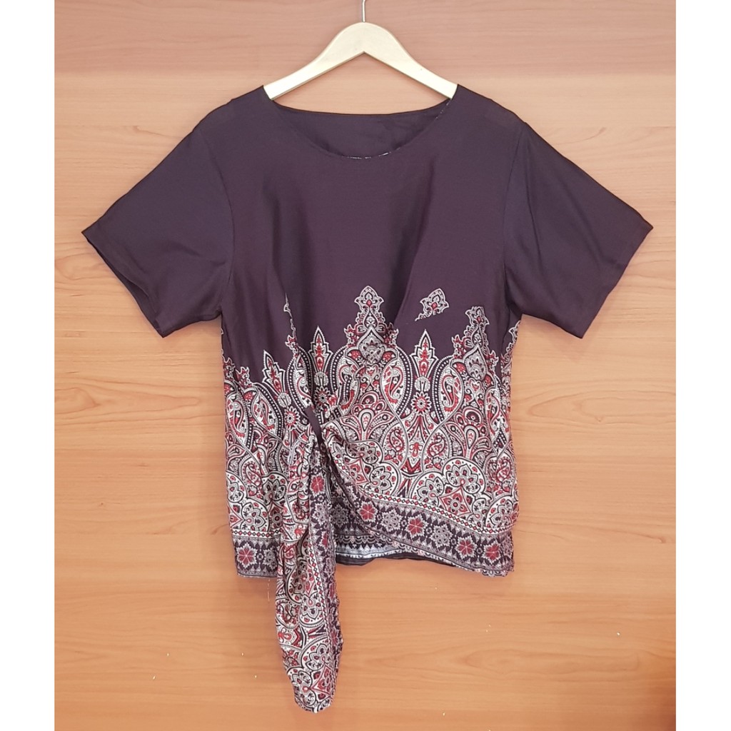 Binx Fashion Atasan Blus Jumbo / Blouse Jumbo / Atasan Wanita Jumbo 04-batik coklat tua