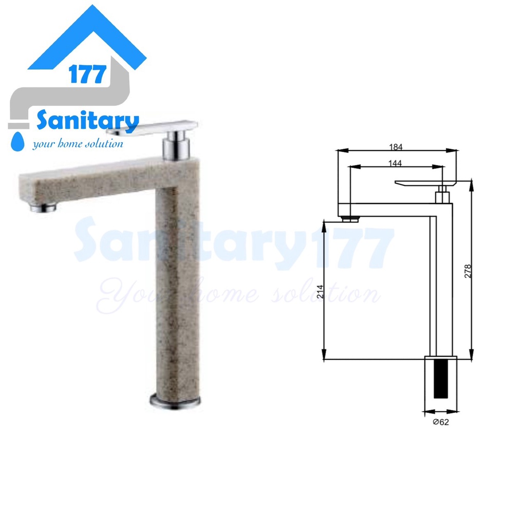 Kran wastafel Tinggi marble brass Minimalis Frap-keran air washtafel cuci tangan dingin basin brass faucet marmer kuningan tebal unik unique elegan elite