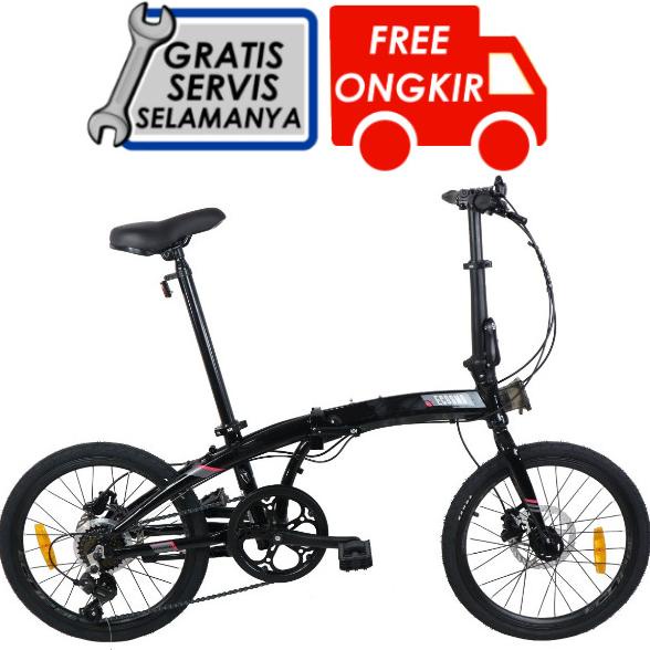Sepeda Lipat | Sepeda Element Ecosmo 7 Speed Disc Brake 20 - Hitam