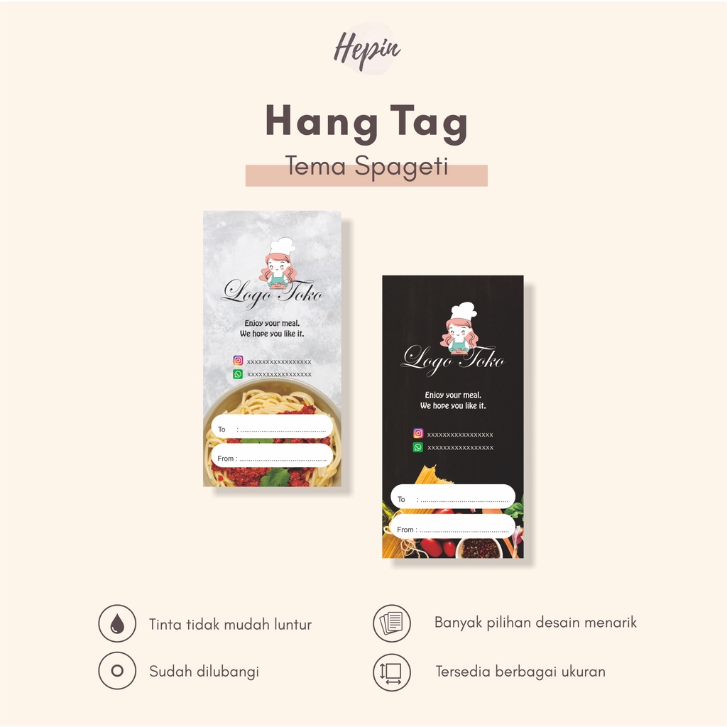 

hang tag murah tema SPAGETI/label tag produk