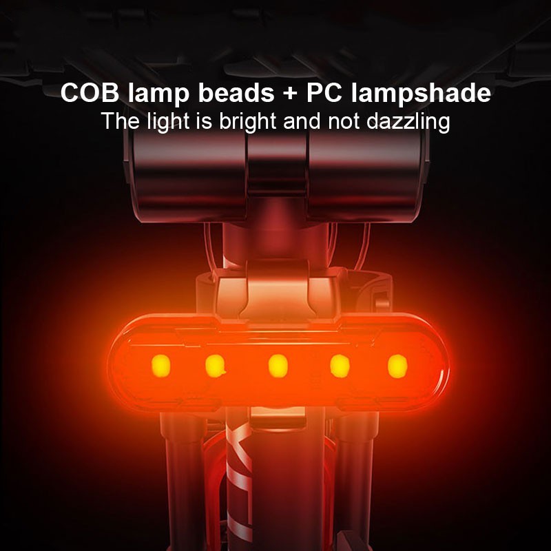 Lampu Belakang Sepeda LED COB Super Terang Anti Air Adjustable Tenaga USB
