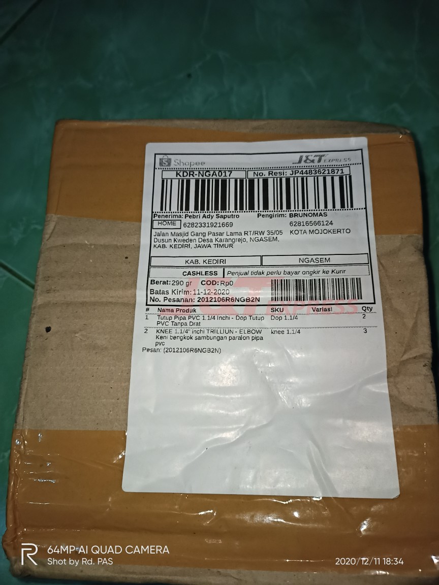 Knee 1.1/4 Inchi Trilliun - Elbow Keni Bengkok Sambungan Paralon Pipa Pvc