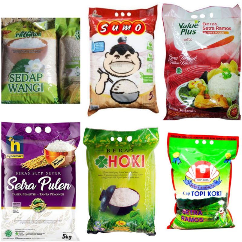 

Beras Premium 5kg Sumo / Long Grain / Hoki / Topi Koki / Sedap Wangi / Pulen / Ramos