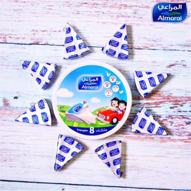 Keju Almarai Arab / Triangle Cheese 8 Slice 125gr / Keju Arab Paket MPASI bayi, Halal & Enak