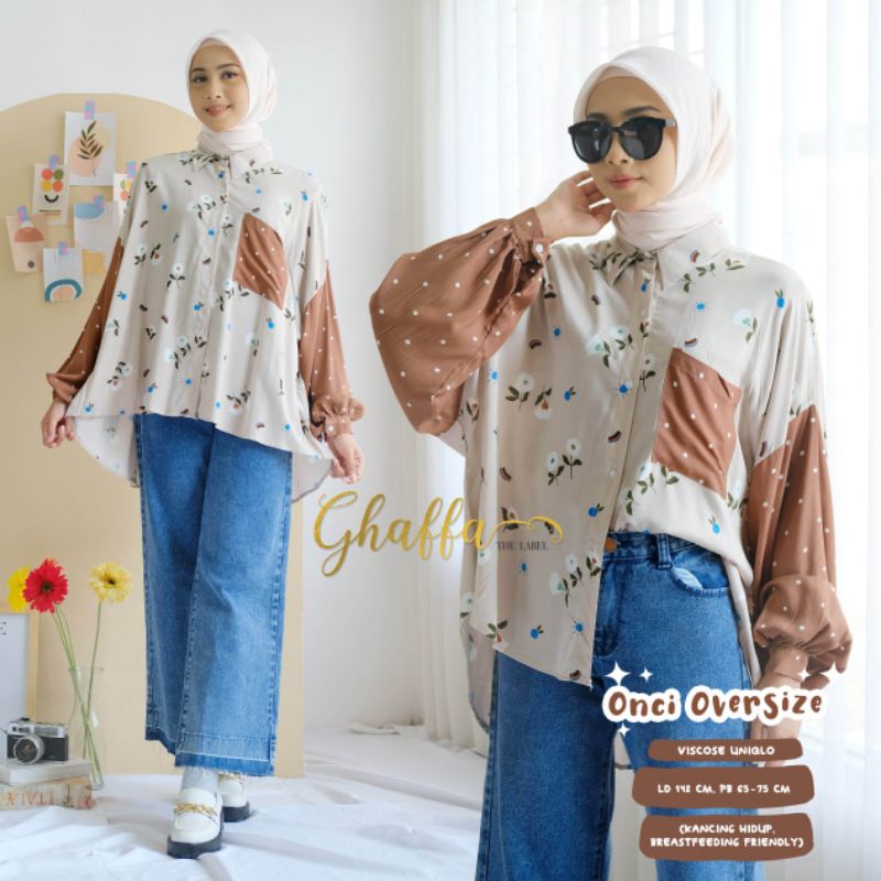 Onci oversize blouse motif modern bahan viscose by ghaffa label