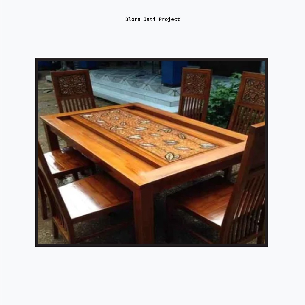 Set Kursi Meja Makan Ukir Vintage Bahan Kayu Jati - 47