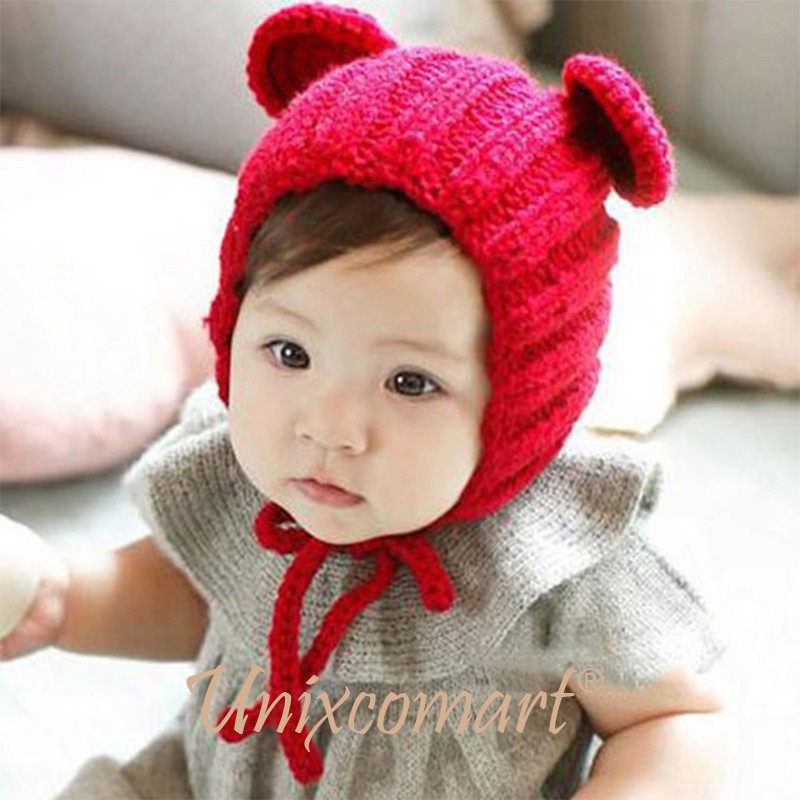 Topi Kupluk Anak Bayi Rajut BONNET MOUSE Ears Cap Topi Kupluk Anak Bayi Rajut