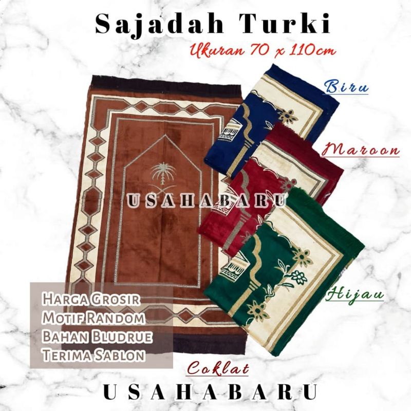 Sajadah Turki Tebal Bahan Bludru Tahlilan Souvenir ukuran 70x110cm