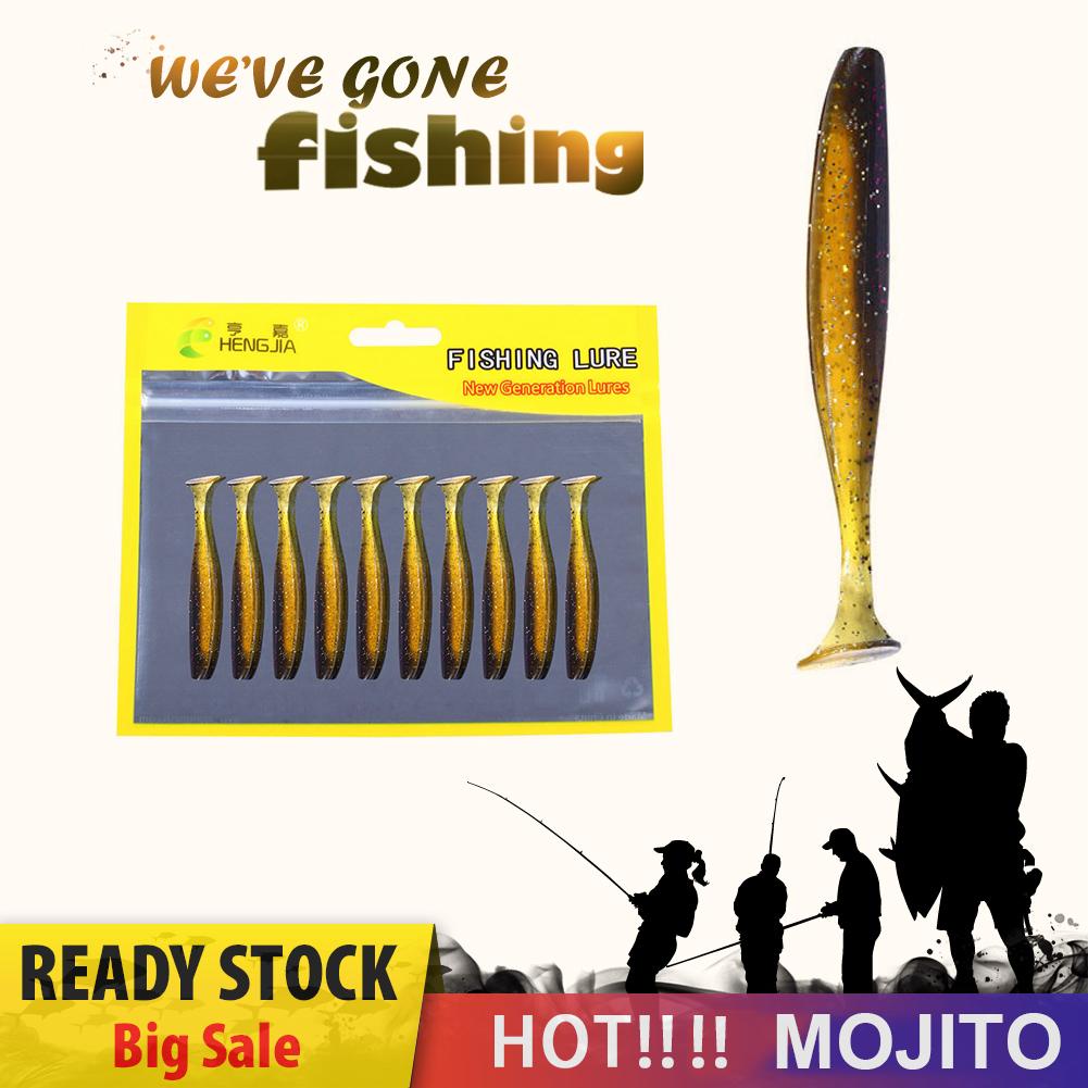 10 Pcs Umpan Pancing Soft Bait Bentuk Cacing Bahan Karet Ukuran 7cm 2g