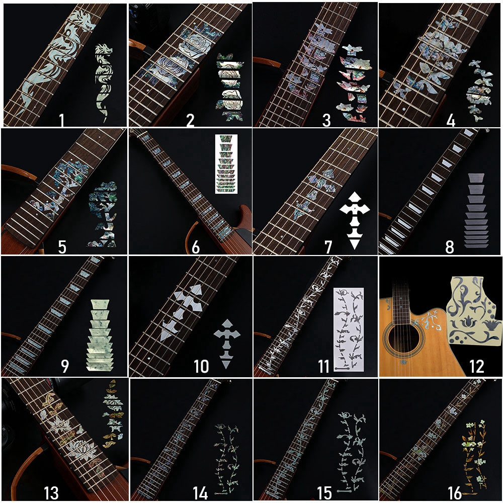 Stiker Fretboard Gitar Elektrik Kualitas Tinggi 22 Gaya