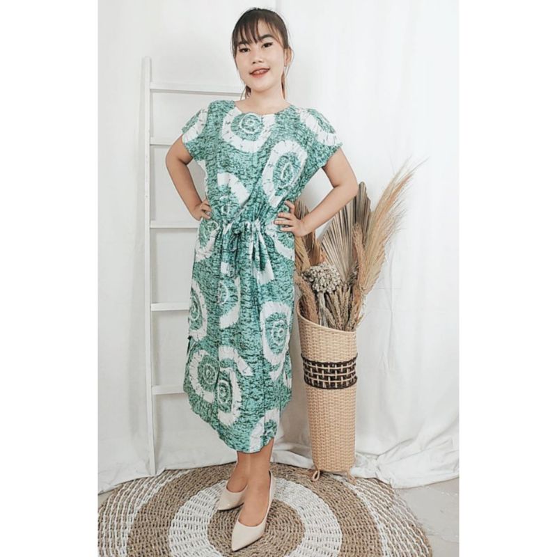 RUFFLE RIT SERUT JUMBO BAJU TIDUR VIRAL KEKINIAN TIE DYE HARGA GROSIR MOTIF RANDOM SURABAYA-Bulat Hijau