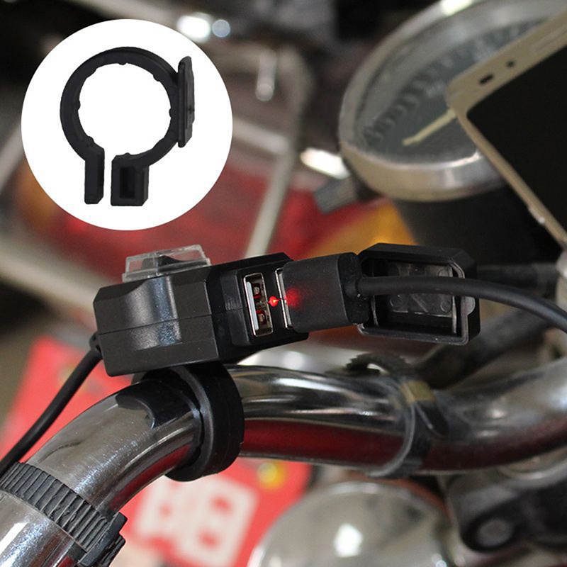 {LUCKID}Waterproof Dual USB 12V Motorcycle Handlebar Charger Socket w/ Switch &amp; Mounts