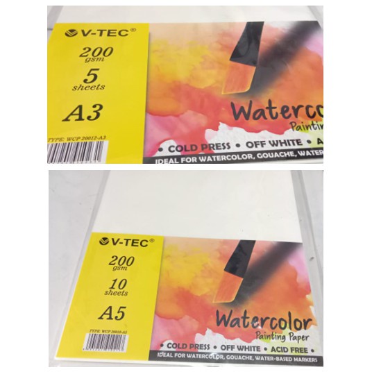 

V tec water colour painting paper 10 sheet 200 gsm A4 A5