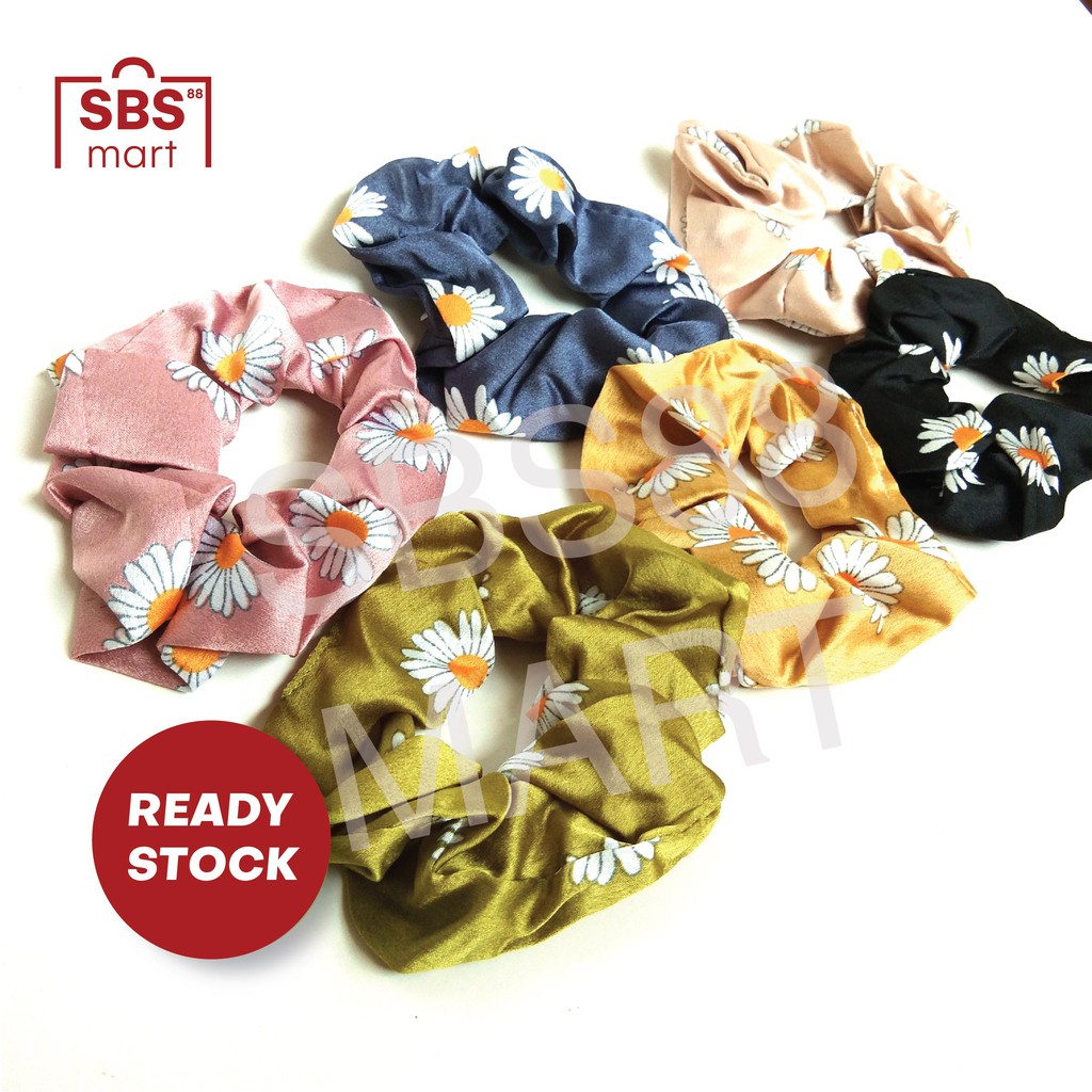 SCRUNCHIE MOTIF BUNGA KOREA PREMIUM - Scrunchie Cepol Hijab | INNER KUNCIR HIJAB JILBAB KERUDUNG