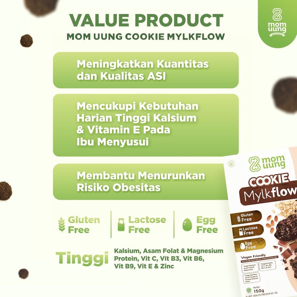 MYLKFLOW COOKIE MOMUUNG / Mylkflow cookies MOM UUNG choco cookies VEGAN friendly / Cemilan Sehat Pelancar ASI