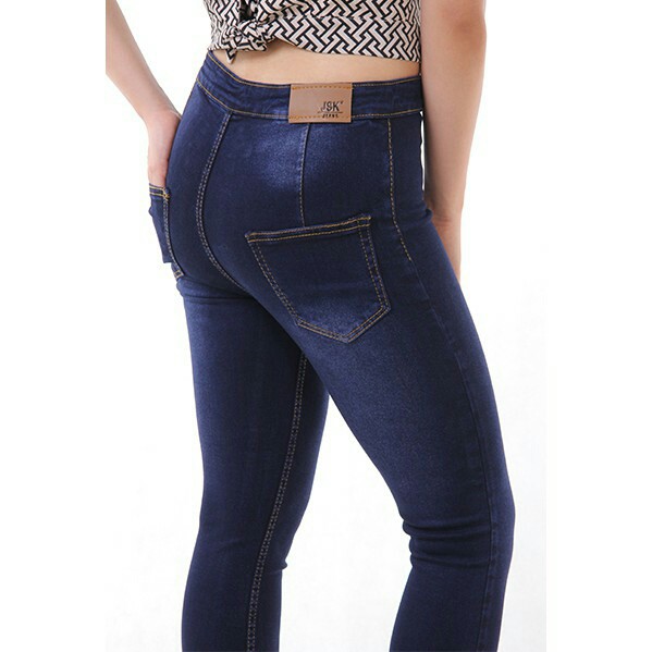 Celana Panjang HighWaist Skinny Jeans Wanita / Cewek Stretch Baru Kancing 5
