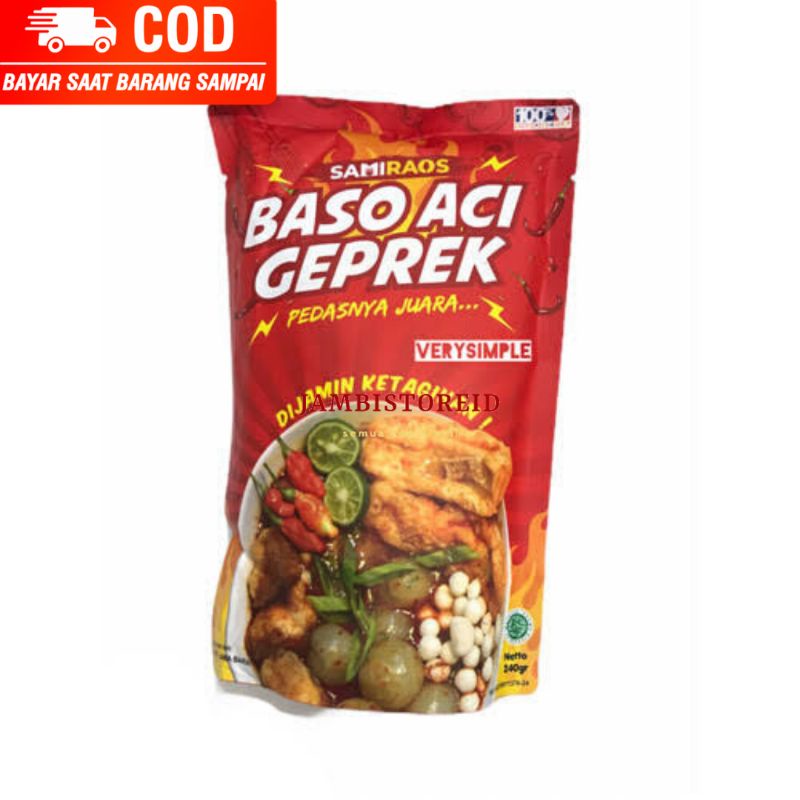 

(JAMBISTOREID) Baso Aci Geprek Samiraos 340gram Baci Extra Pedas Makanan Instan Jajanan Viral Jambi