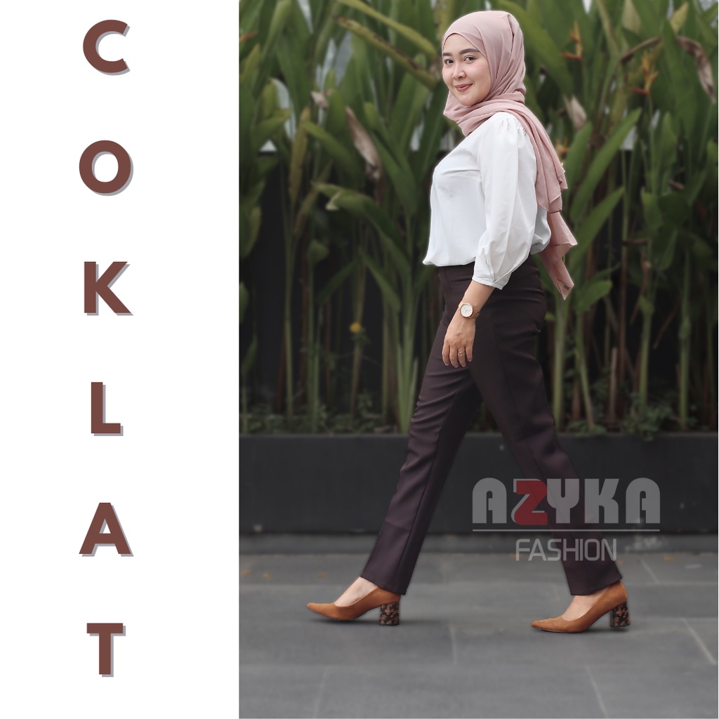 (COD) Celana Kerja Wanita - COKLAT - celana bahan - standar & jumbo