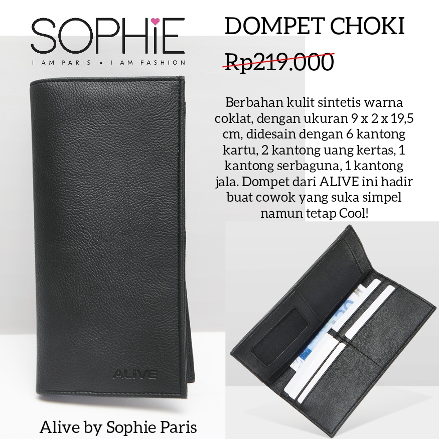 DOMPET CHOKI ALIVE SOPHIE MARTIN PARIS DOMPET COWOK PANJANG HITAM