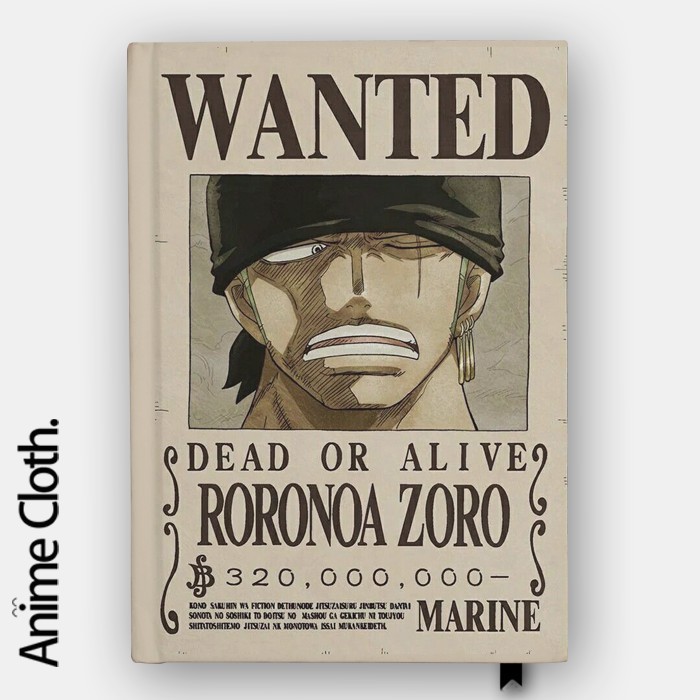 

Notebook Zorro Wanted Poster One Piece Anime Buku Jurnal Agenda Custom