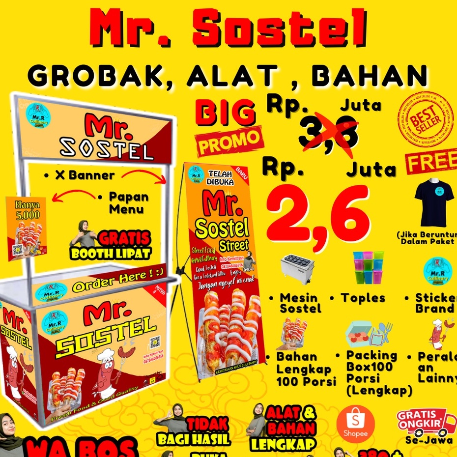 

Mr.SOSTELNEW|| MR.R CULLINARY (FRANCHAISE,PAKET USAHA,KEMITRAAN) GROBAK/BOOTH PORTABLE,ALAT LENGKAP, DAN BAHAN BAKU UTAMA