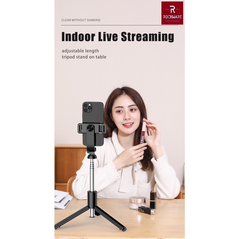 ROCKWARE RW-V01 Tongsis Selfie Stick Tripod Live Streaming and Tiktok