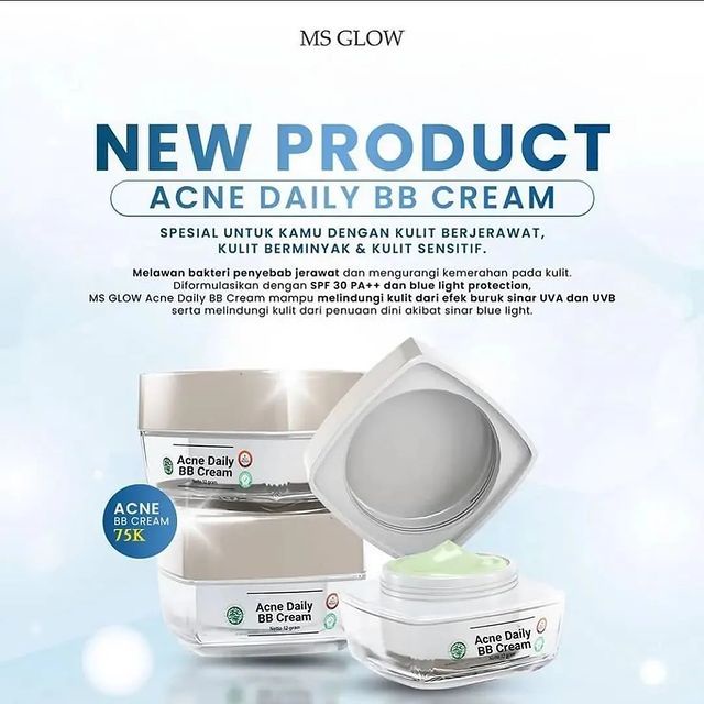 Acne Daily BB Cream MS Glow / Krim Siang Untuk Keluhan Wajah Jerawat/ Cica day cream